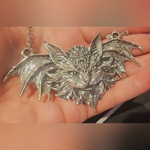 Winged Cat Pendant Necklace